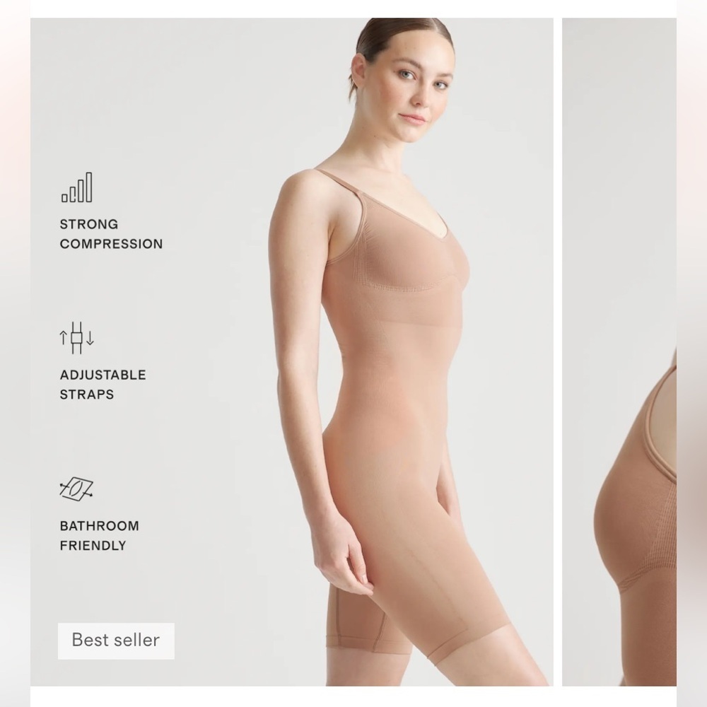 Quince Nude Sculpting Mid-Thigh Shapewear Bodysuit